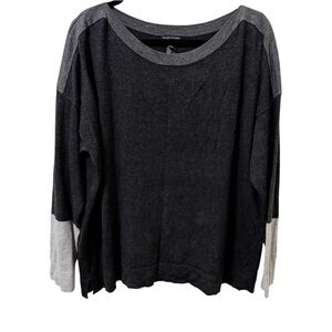 Eileen Fisher Grey Color Block Sweater Top Sz XL